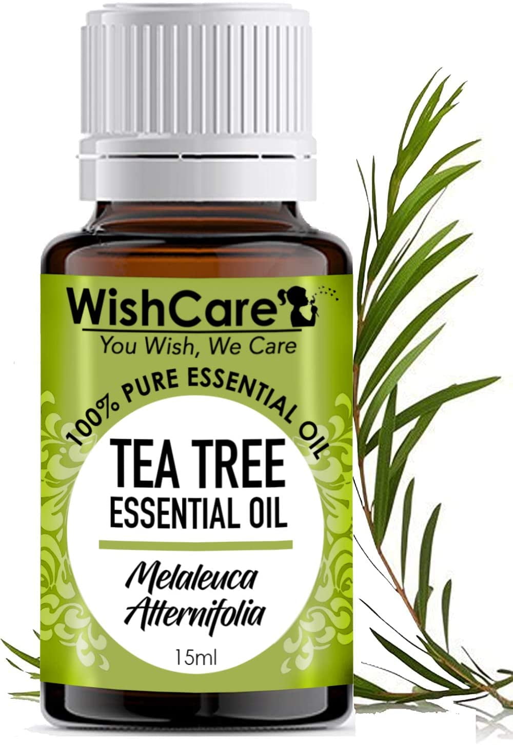 WishCare Tea Tree Essential Oil 15 ML - 100% Pure, Undiluted & Natural - For Skin, Hair an