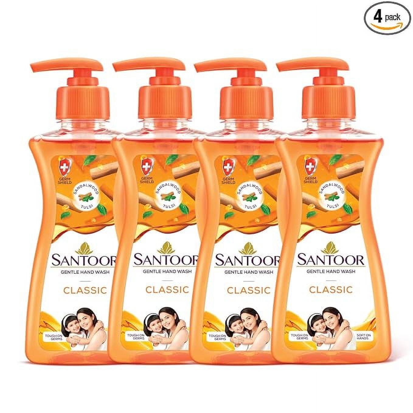 Santoor Classic Handwash Pump, 200ml (Pack of 4)