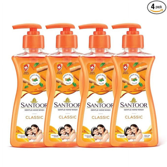 Santoor Classic Handwash Pump, 200ml (Pack of 4)