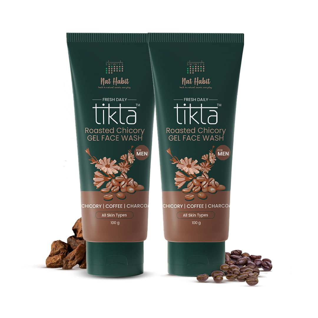 Nat Habit Roasted Chicory Gel FaceWash For Men With Activated Charcoal For Skin Detox, Acn