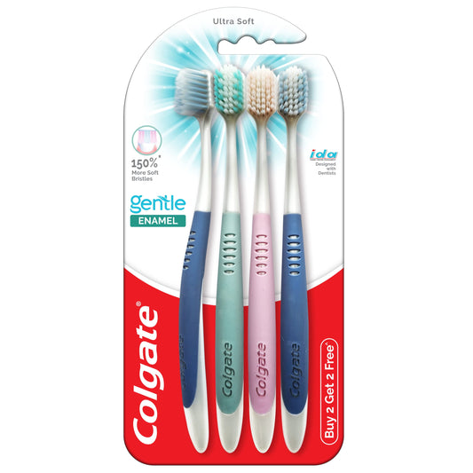 Colgate Gentle Enamel Ultra Soft Bristles Manual Toothbrush for adults, 4 Pcs (Buy2 Get 2)