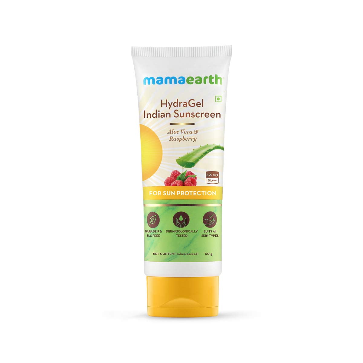 Mamaearth HydraGel Sunscreen SPF 50, with Aloe Vera & Raspberry, for Sun Protection 50g