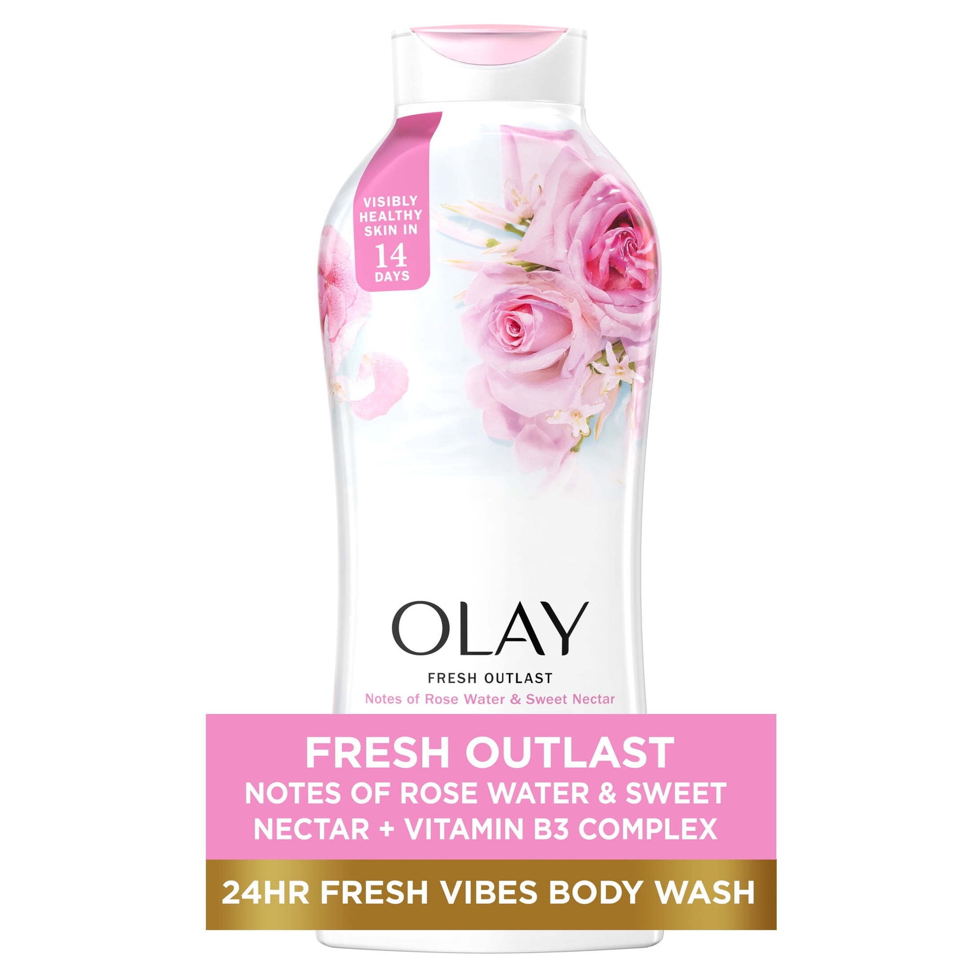 Olay Fresh Outlast Rose Water and Sweet Nectar BodyWash, 22 fl oz