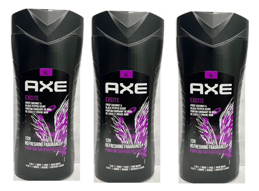 AXE 3-in-1 BodyWash - Excite, Net.Wt 13.5 fl.oz (Body|Face|Hair Wash) (3-PK)