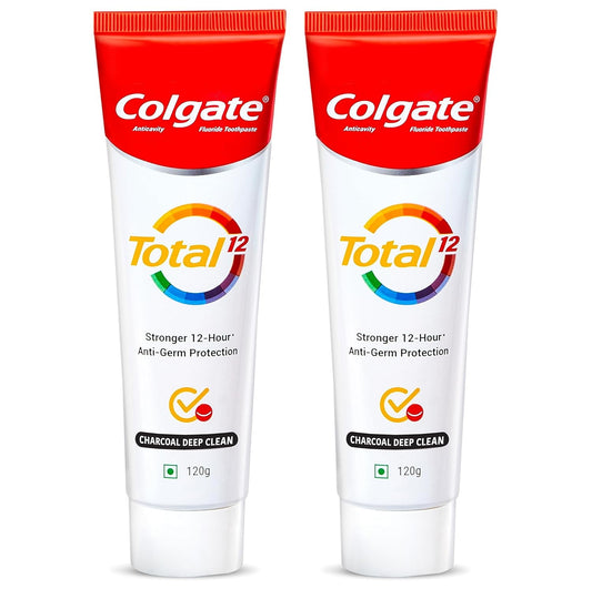 Colgate Total Whole Mouth Health, Antibacterial Toothpaste, 120gm + 120gm (240gm) (Charcoa