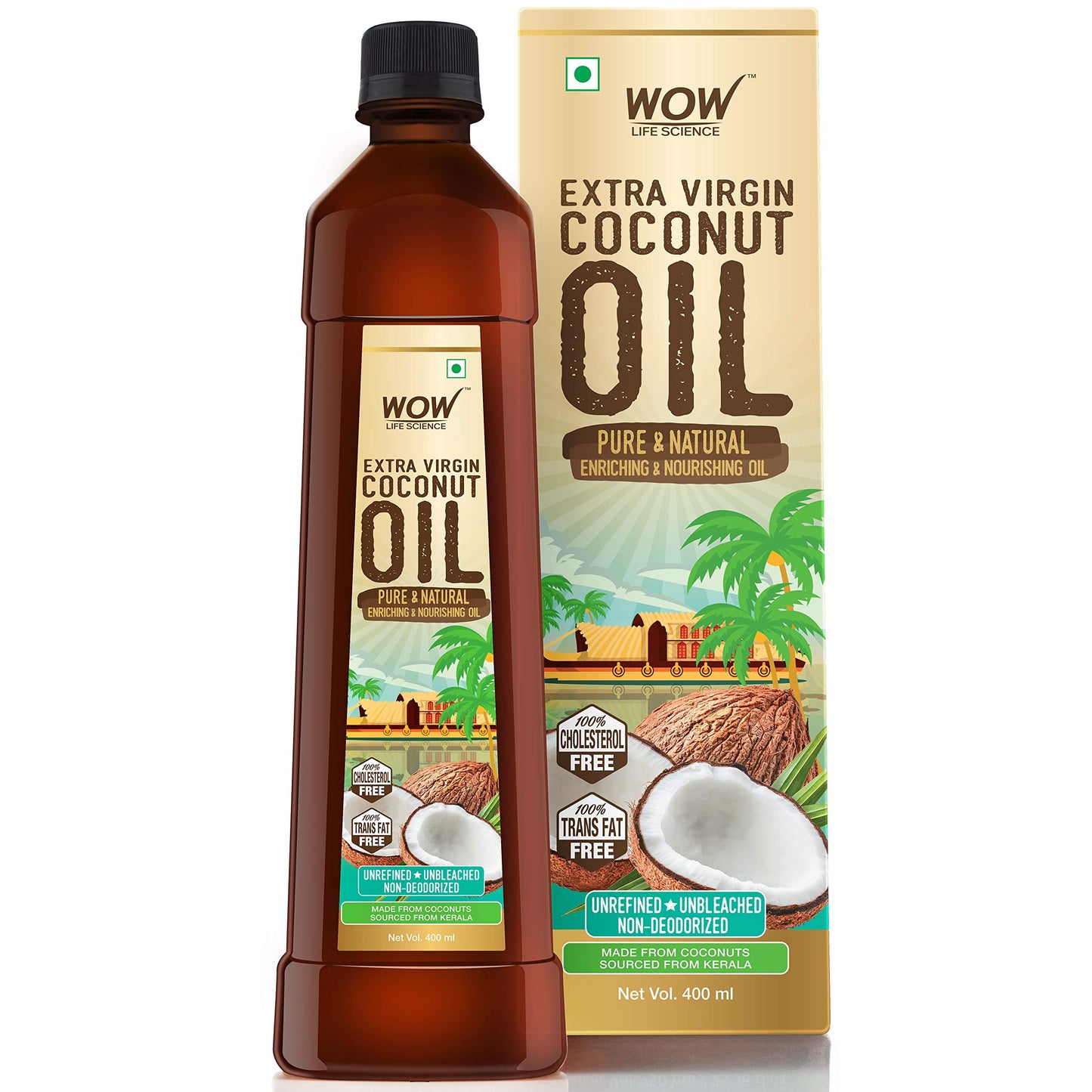 WOW Life Science Extra Virgin Coconut Oil ( Cold Pressed ) - Pure & Natural Enriching & No