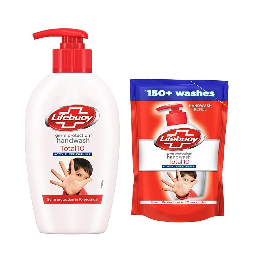 Lifebuoy Total 10 Germ Protection Hand wash 190 ml With Refill Pouch 180 ml Free