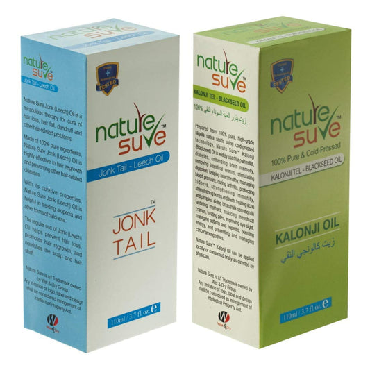 Nature Sure Kalonji Oil and Jonk Tail HairOil Combo Pack, 110 ml Each