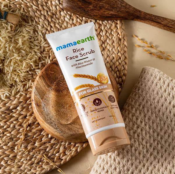 Mamaearth Rice Face Scrub: Rice Water & Niacinamide, 100 g
