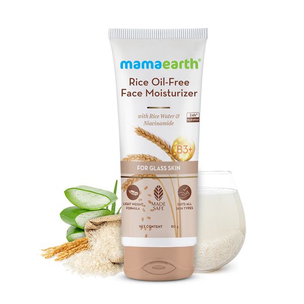 Mamaearth Rice Oil-Free Face Moisturizer: For Oily Skin, Rice Water & Niacinamide, 80