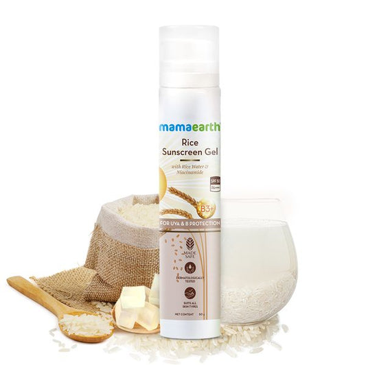 Mamaearth Rice Sunscreen Gel: SPF 50 PA+++, Rice Water, 50