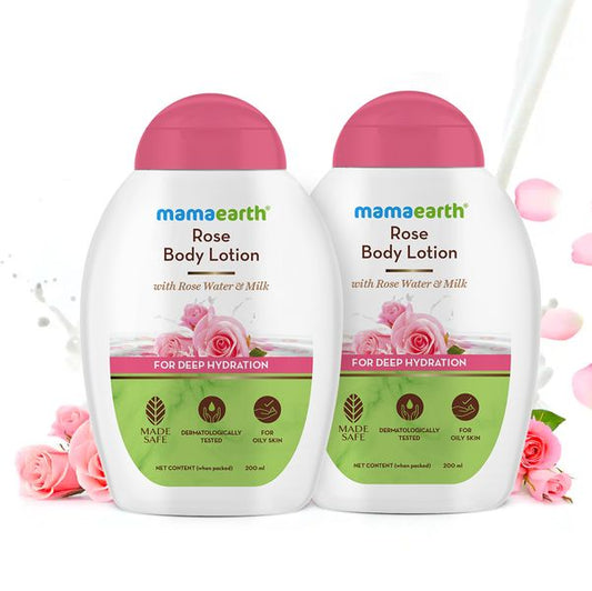 Mamaearth Rose Body Lotion – Rose Water & Shea Butter, 200 ml, Pack of