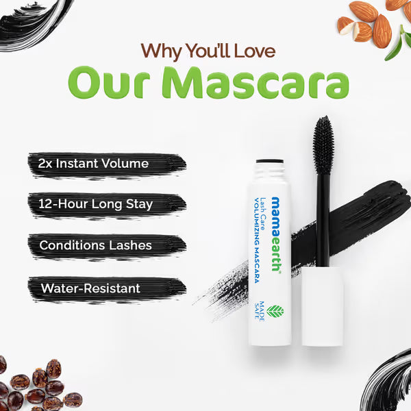 Mamaearth Lash Care Volumizing Mascara: Castor Oil & Almond Oil, 13 g