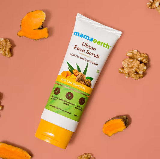 Mamaearth Ubtan Scrub for Face: Turmeric & Walnut, 100 g